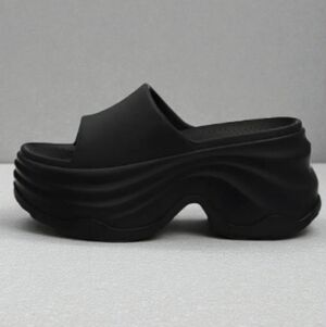 Black EVA Platform Slide Sandals